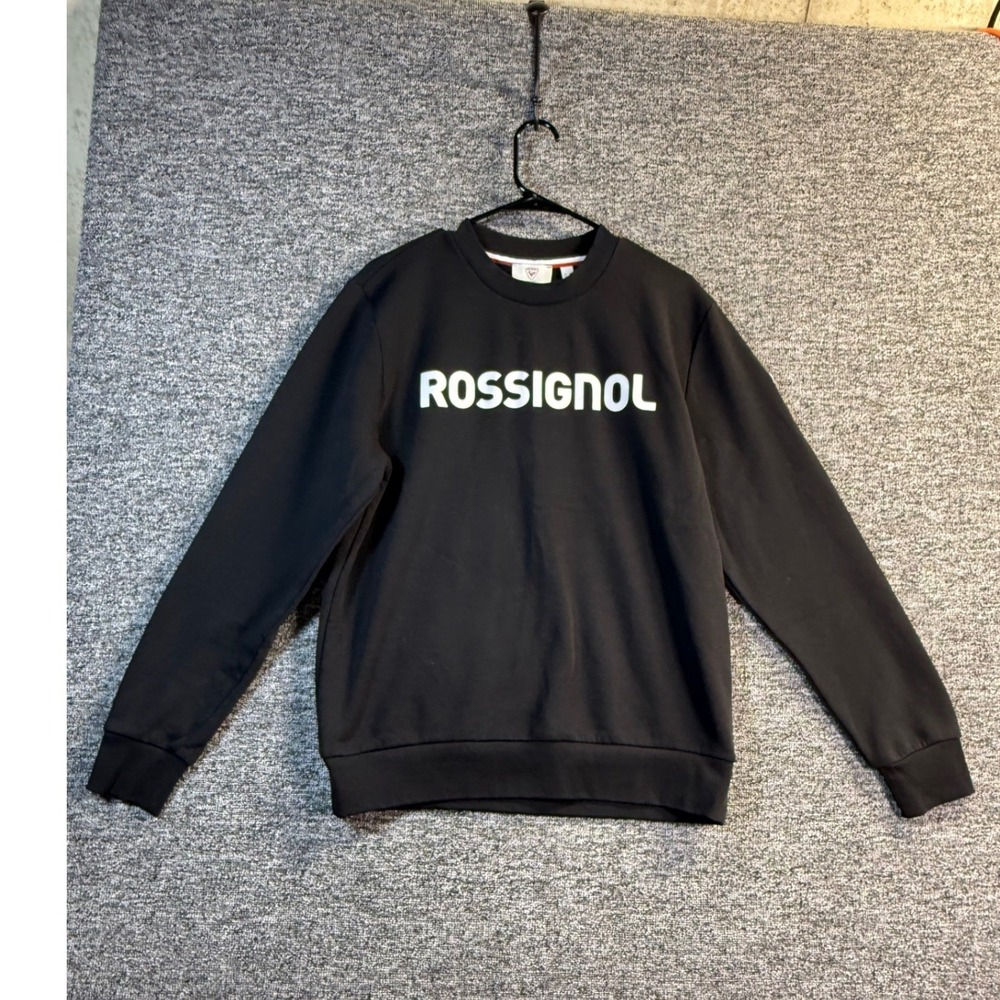 Rossignol Mens Logo Crewneck Sweatshirt Black Ski Sportswear Size L Large